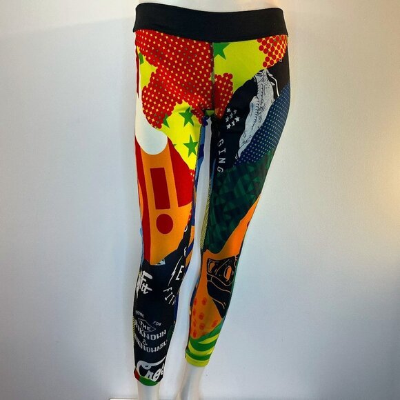 Reebok Crossfit Women's Colorful Reversible Workout Leggings - Size Medium - Picture 1 of 5